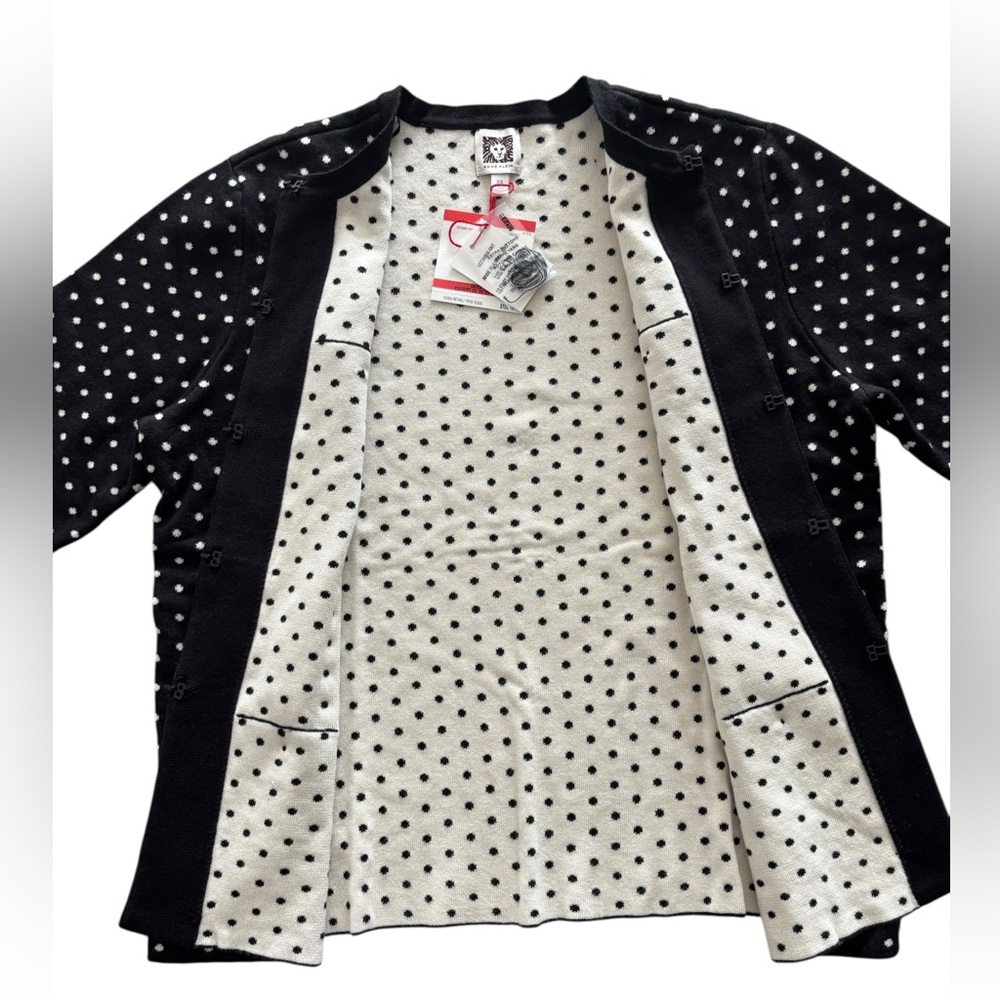 ANNE KLEIN POLKA DOT CARDIGAN NWT SIZE XS - Picture 4 of 11
